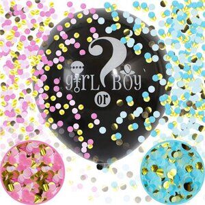 Baby Gender Reveal Confetti Balloon - 36 Inch with Pink and Blue for Boy or Girl